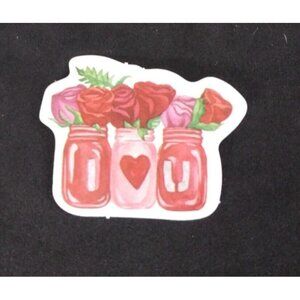 10/$10 I Love You Jars With Roses Valentine's Day Sticker 1.25" x 1.58" (AV)